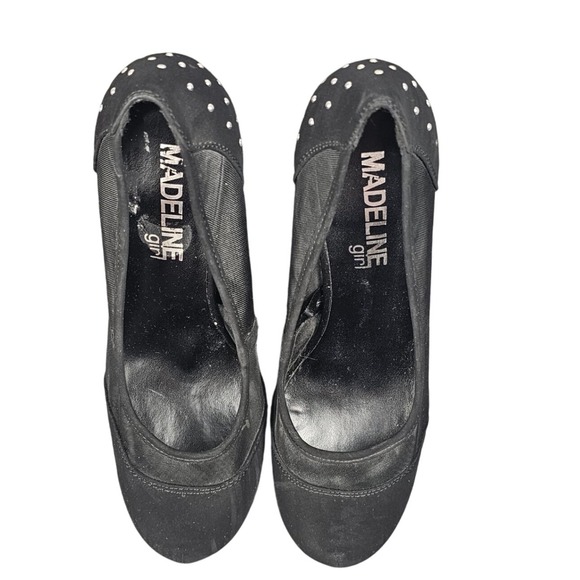 Madeline Girl Black Polka‎ Dot Mesh Stiletto Heels Party Shoes Womens 8M - Picture 4 of 8